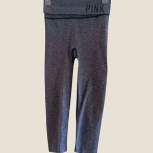 Y2K Victoria Secret PINK Women's XSmall Yoga Capri Pants Bluish Gray Foldover
